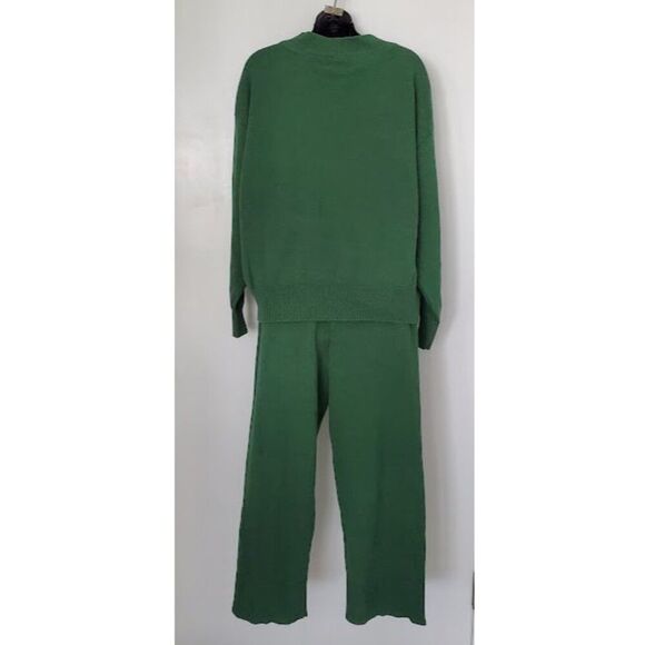 NWT Free People Size S Emerald Knit Set Tie-Front Cardigan Wide-Leg Lounge Boho - Picture 3 of 8